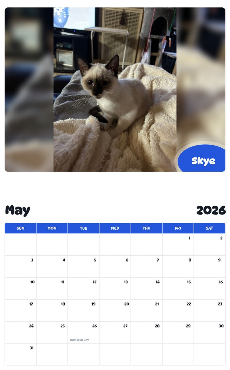 2026 - 2027 Skye - Pawidols Pet Calendar