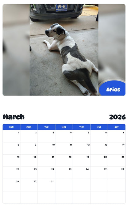 November 2025 - October 2026 Aries - Pawidols Pet Calendar