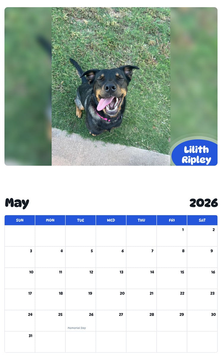 2026 - 2027 Lilith Ripley - Pawidols Pet Calendar