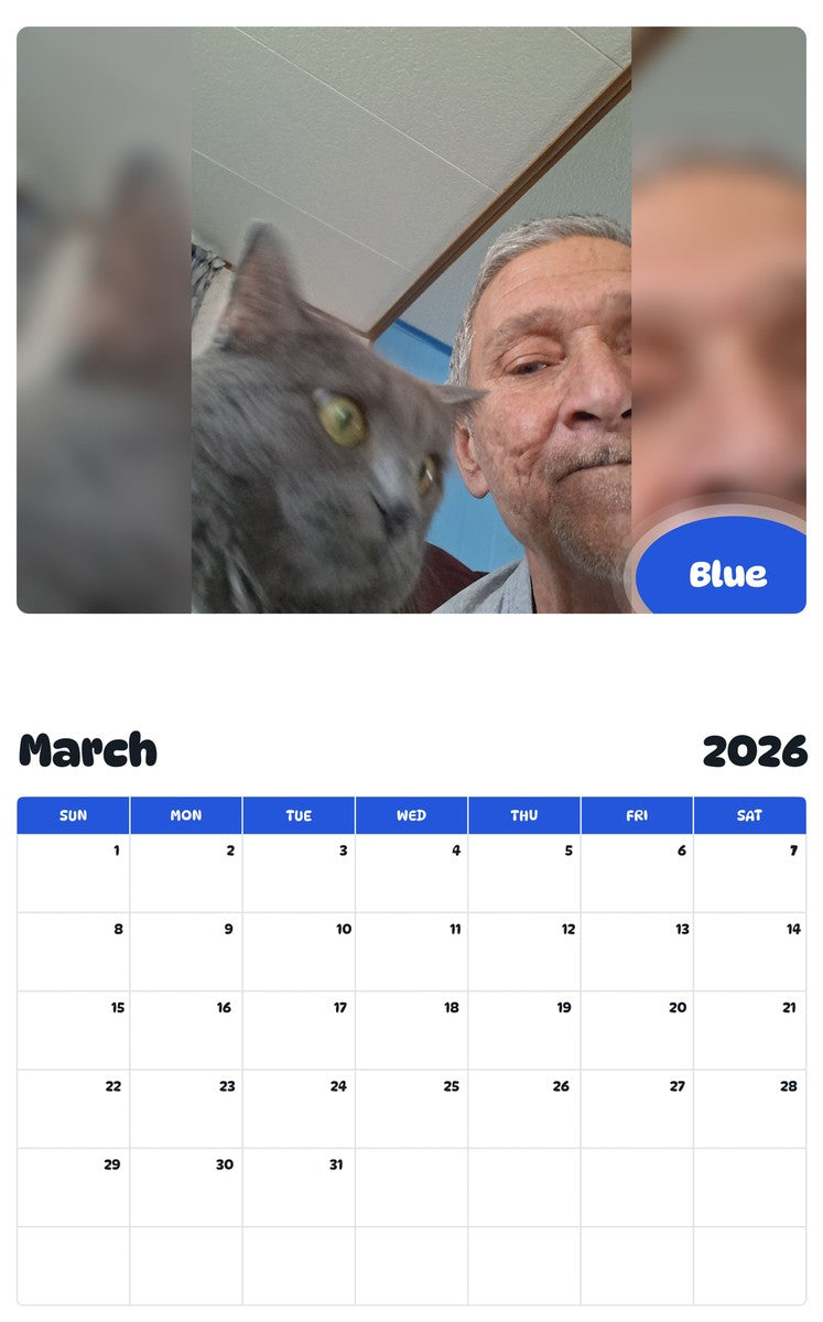 November 2025 - October 2026 Blue - Pawidols Pet Calendar