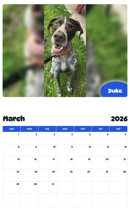 November 2025 - October 2026 Duke - Pawidols Pet Calendar