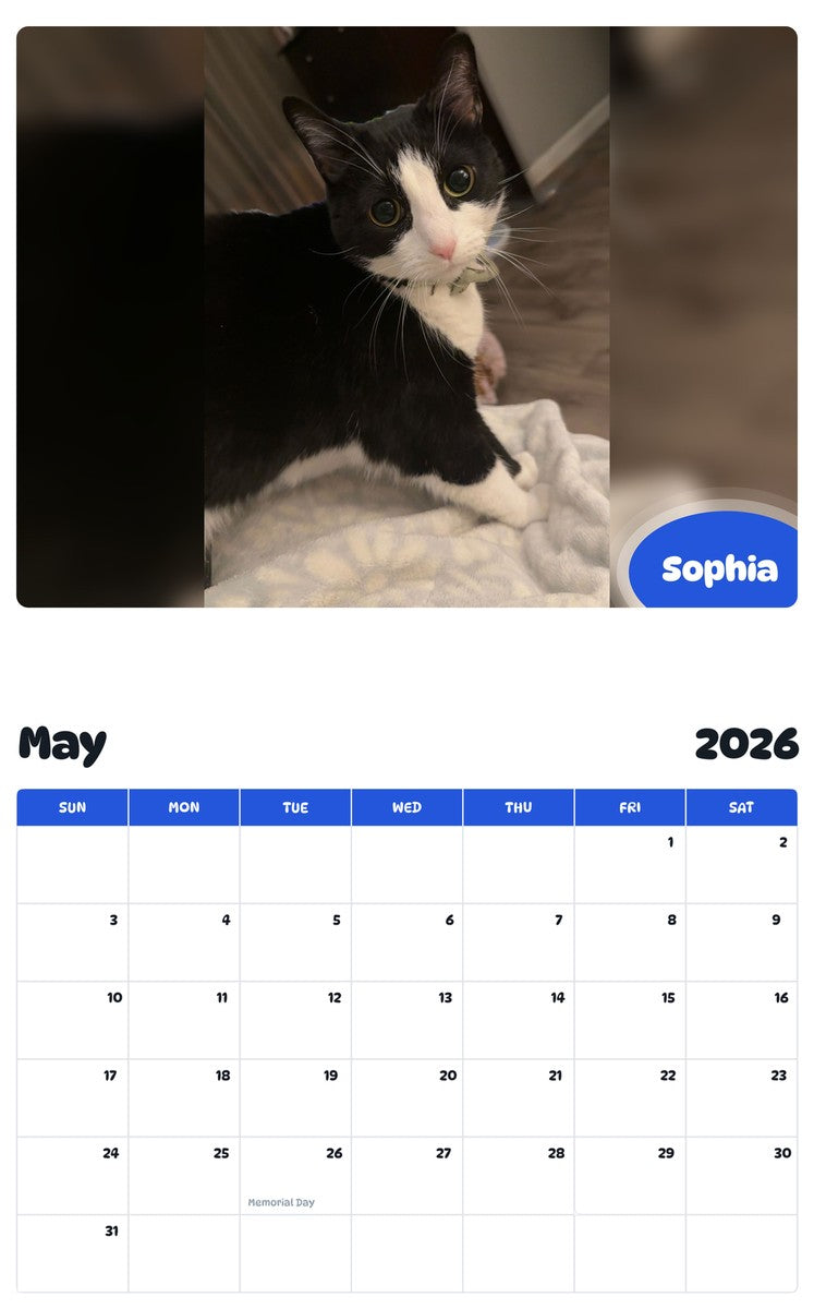 2026 - 2027 Sophia - Pawidols Pet Calendar