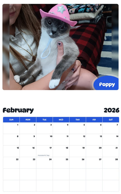 November 2025 - October 2026 Poppy - Pawidols Pet Calendar