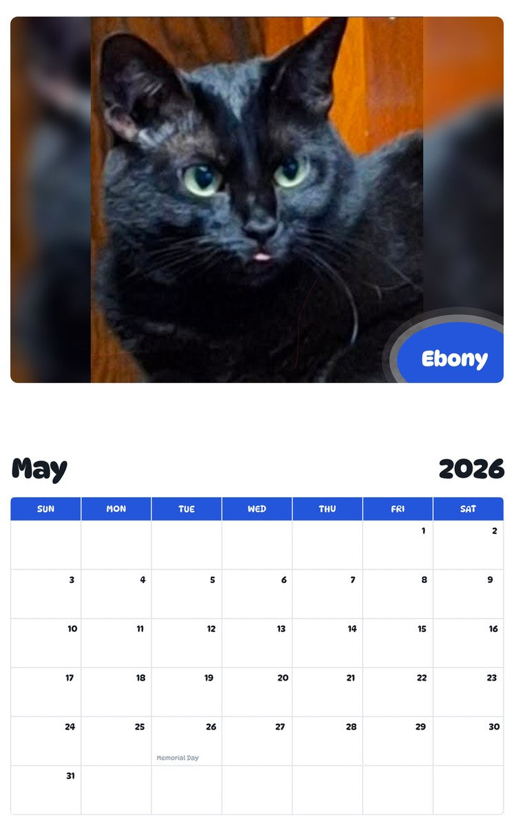 2026 - 2027 Ebony - Pawidols Pet Calendar