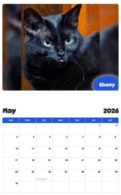 2026 - 2027 Ebony - Pawidols Pet Calendar
