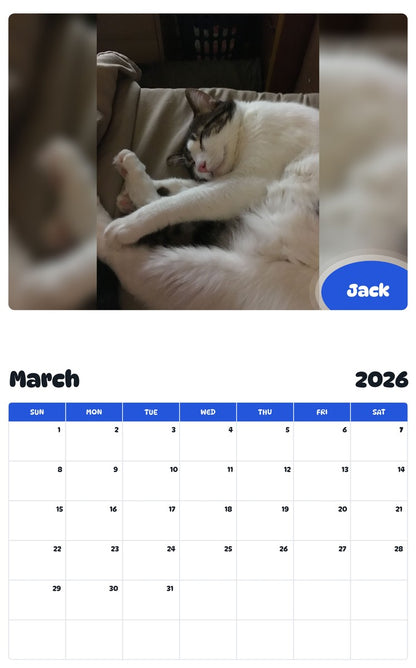 November 2025 - October 2026 Jack - Pawidols Pet Calendar