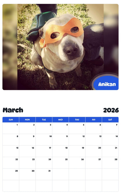 November 2025 - October 2026 Anikan - Pawidols Pet Calendar
