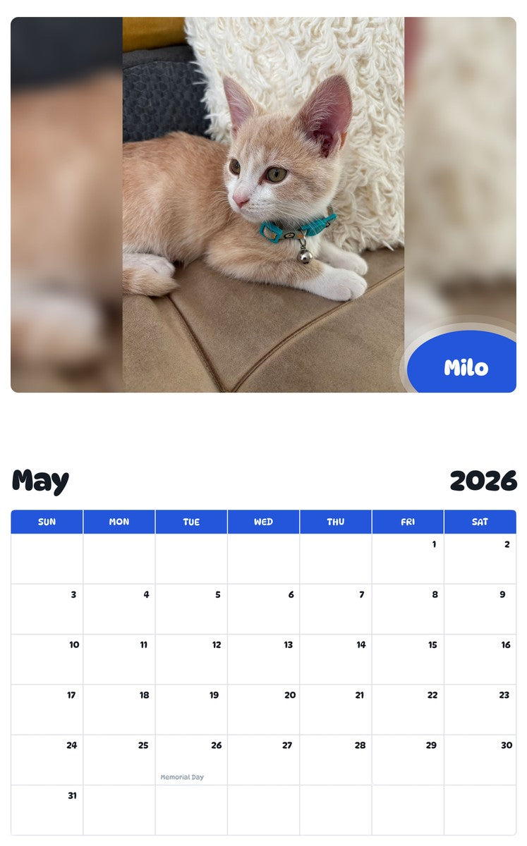 2026 - 2027 Milo - Pawidols Pet Calendar