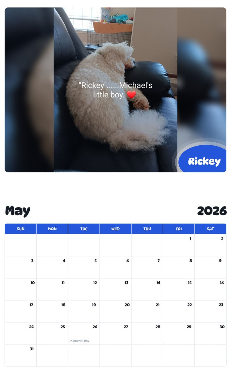 2026 - 2027 Rickey - Pawidols Pet Calendar