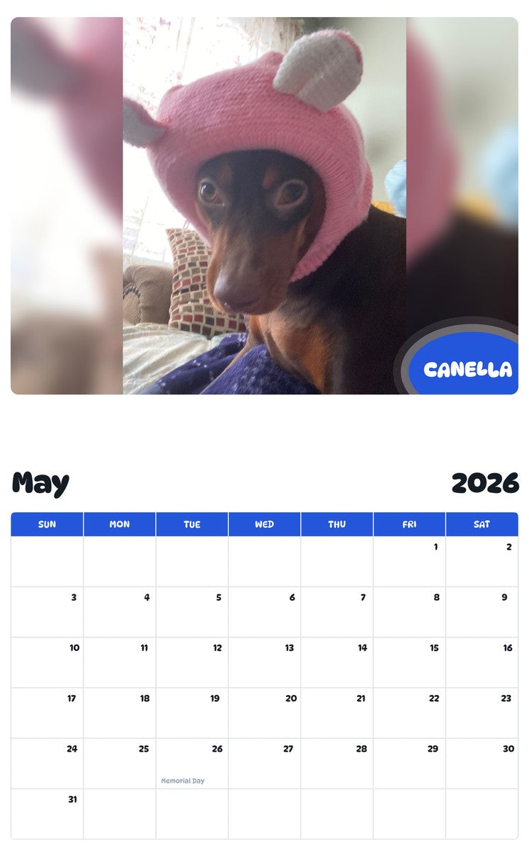 2026 - 2027 CANELLA - Pawidols Pet Calendar
