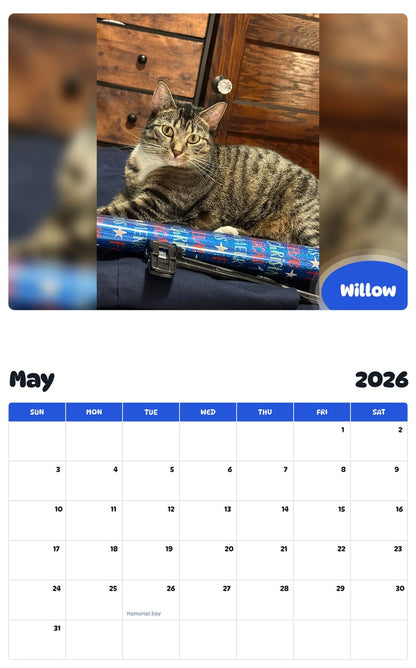2026 - 2027 Willow - Pawidols Pet Calendar