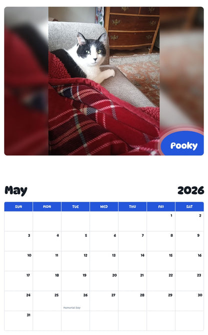 2026 - 2027 Pooky - Pawidols Pet Calendar