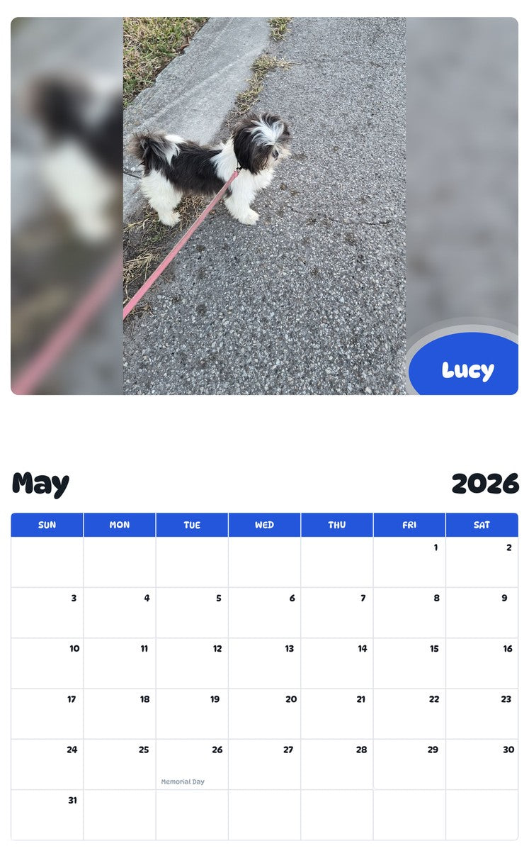 2026 - 2027 Lucy - Pawidols Pet Calendar