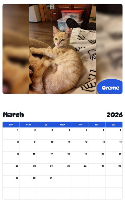 November 2025 - October 2026 Creme - Pawidols Pet Calendar
