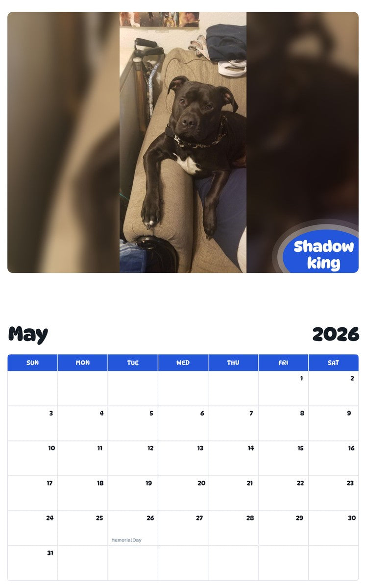 2026 - 2027 Shadow king - Pawidols Pet Calendar