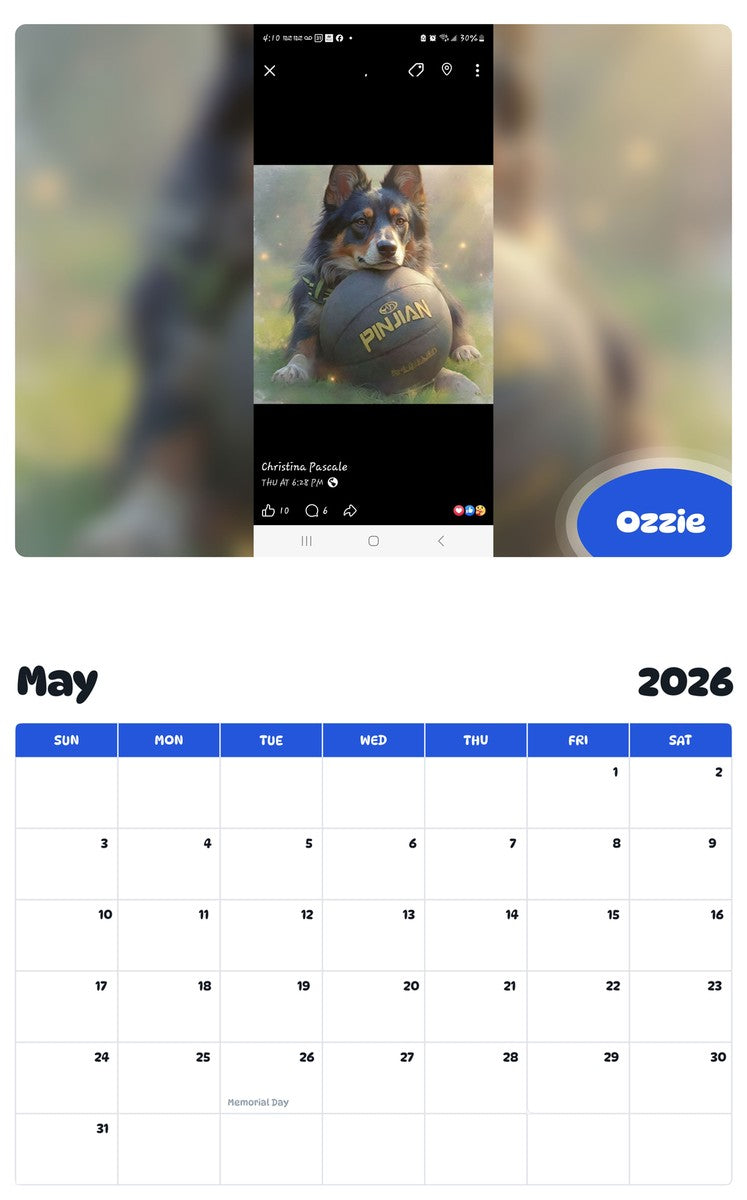 2026 - 2027 Ozzie - Pawidols Pet Calendar