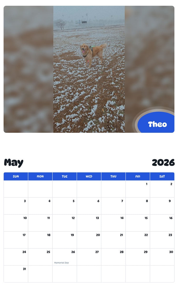 2026 - 2027 Theo - Pawidols Pet Calendar