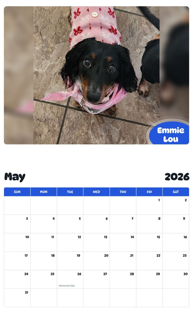 2026 - 2027 Emmie Lou - Pawidols Pet Calendar