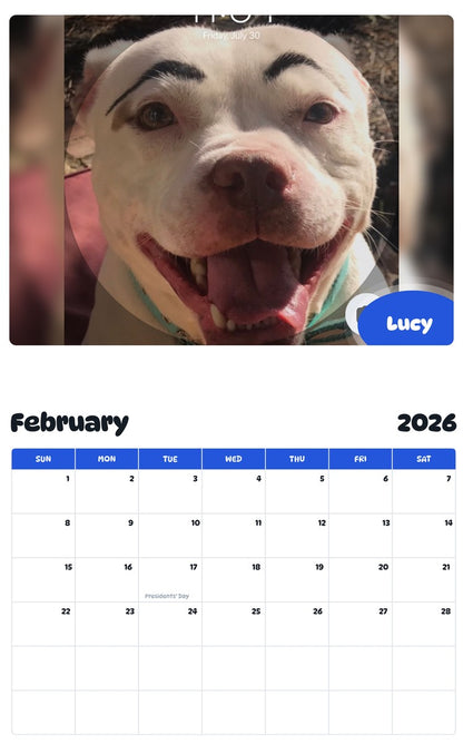 November 2025 - October 2026 Lucy - Pawidols Pet Calendar