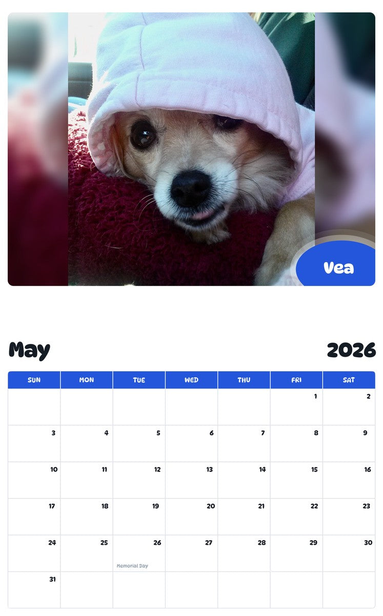 2026 - 2027 Vea - Pawidols Pet Calendar