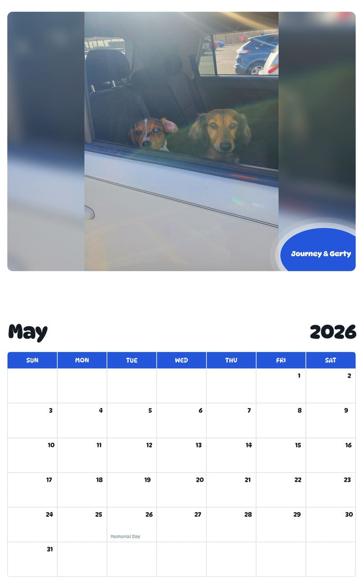 2026 - 2027 Journey & Gerty - Pawidols Pet Calendar