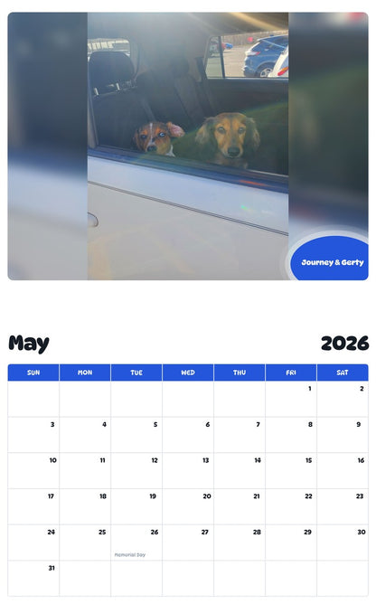 2026 - 2027 Journey & Gerty - Pawidols Pet Calendar