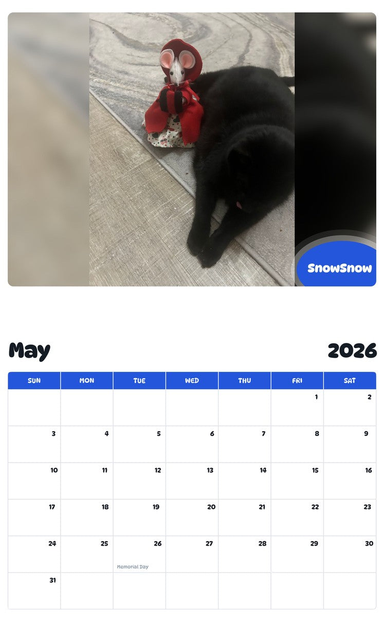 2026 - 2027 SnowSnow - Pawidols Pet Calendar