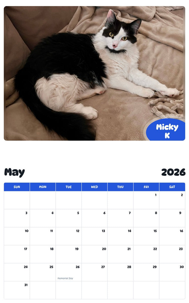 2026 - 2027 Micky K - Pawidols Pet Calendar