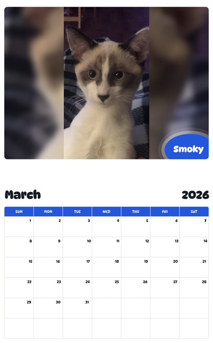 November 2025 - October 2026 Smoky - Pawidols Pet Calendar