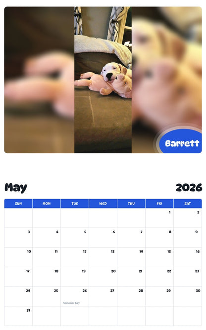 2026 - 2027 Barrett - Pawidols Pet Calendar