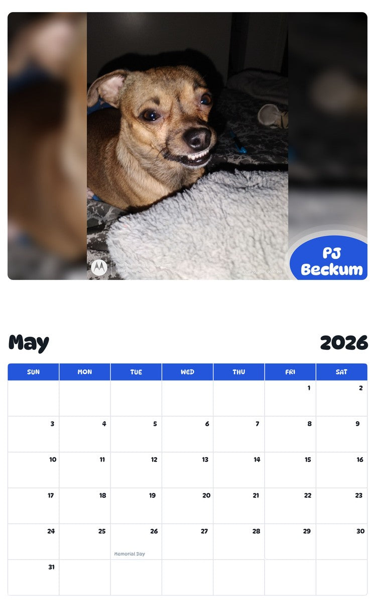 2026 - 2027 PJ Beckum - Pawidols Pet Calendar