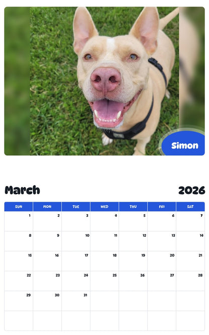 November 2025 - October 2026 Simon - Pawidols Pet Calendar