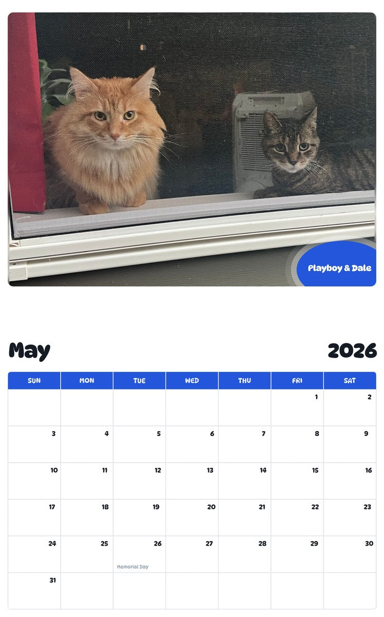 2026 - 2027 Playboy & Dale - Pawidols Pet Calendar