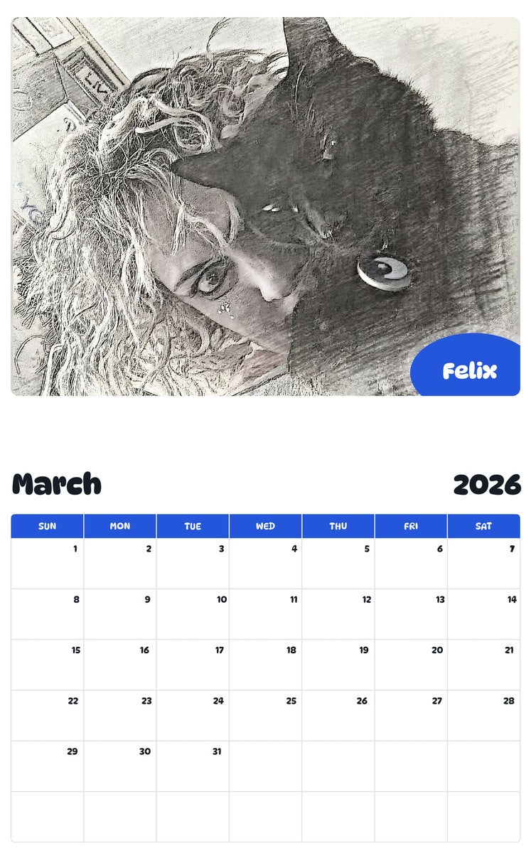 November 2025 - October 2026 Felix - Pawidols Pet Calendar