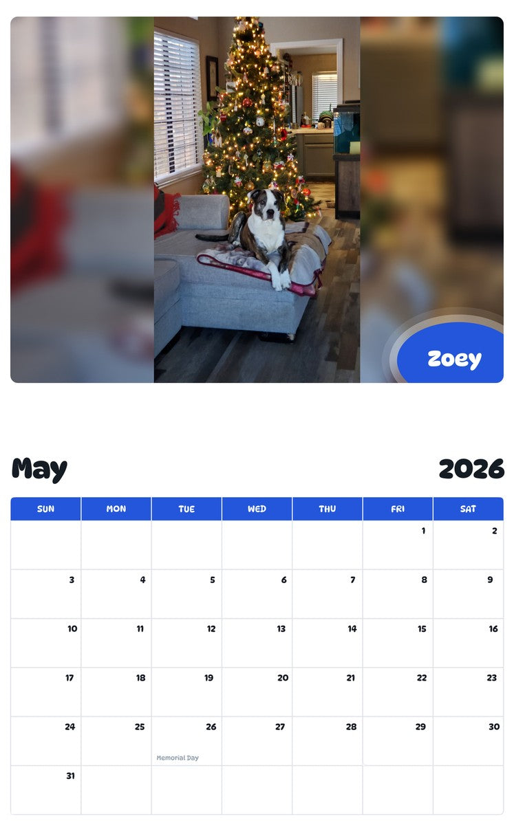 2026 - 2027 Zoey - Pawidols Pet Calendar