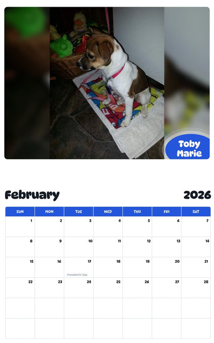 October 2025 - September 2026 Toby Marie - Pawidols Pet Calendar