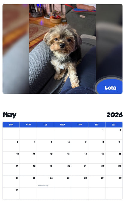 2026 - 2027 Lola - Pawidols Pet Calendar