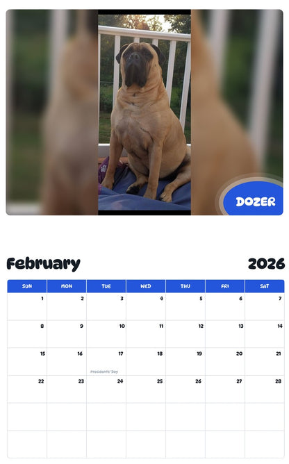 October 2025 - September 2026 DOZER - Pawidols Pet Calendar