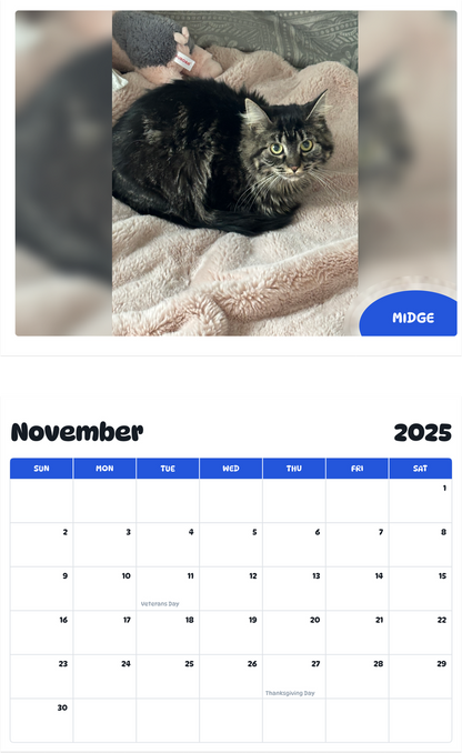 July 2025 - June 2026 Midge - Pawidols Pet Calendar
