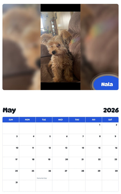 2026 - 2027 Nala - Pawidols Pet Calendar
