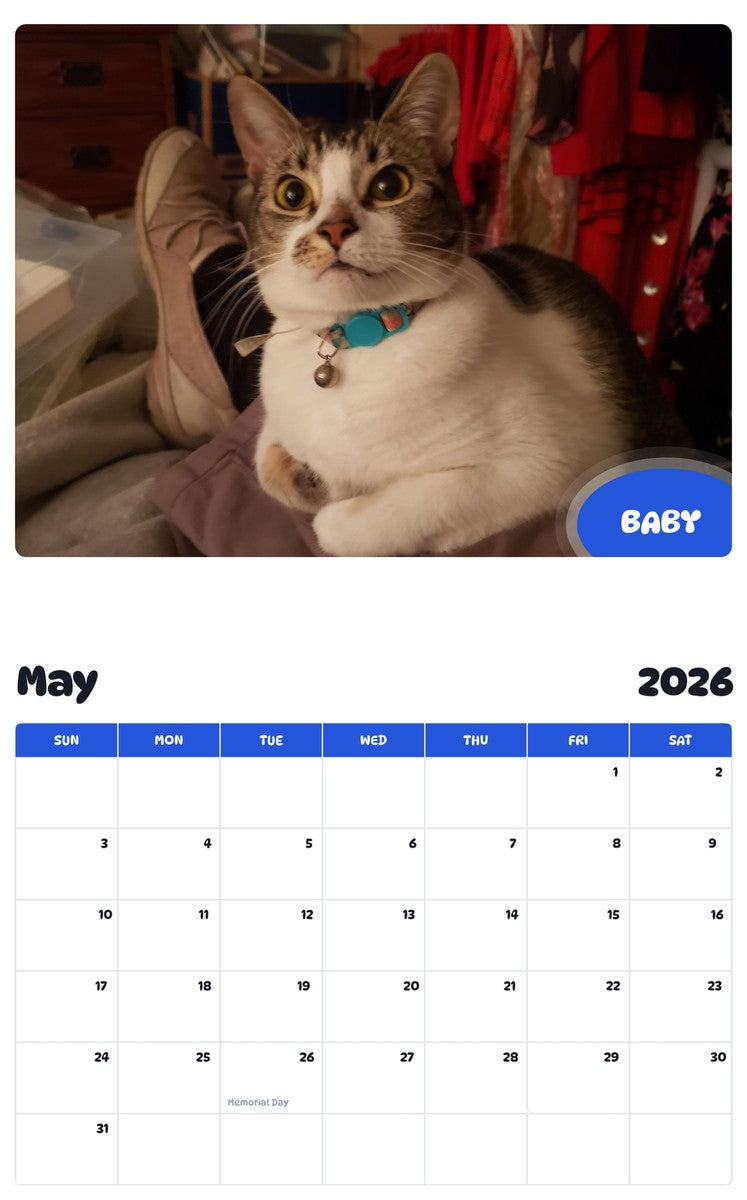 2026 - 2027 BABY - Pawidols Pet Calendar