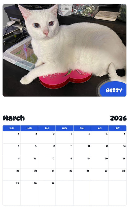 November 2025 - October 2026 BETTY - Pawidols Pet Calendar