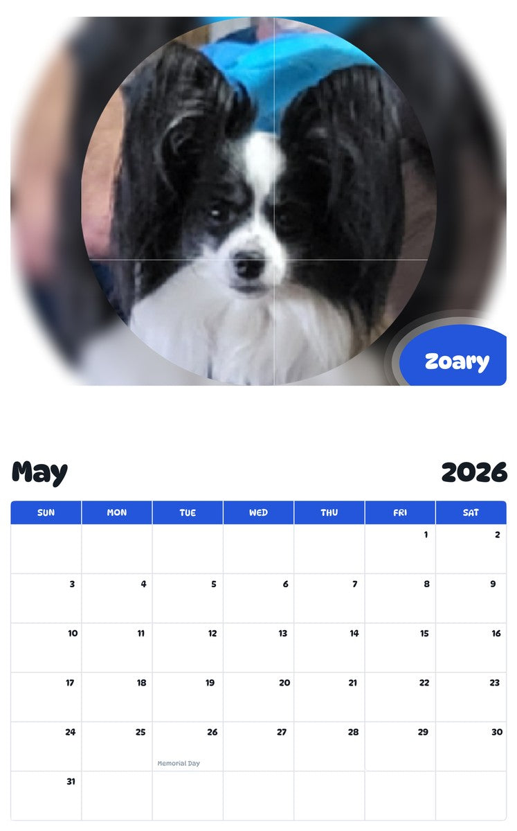 2026 - 2027 Zoary - Pawidols Pet Calendar