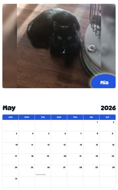 2026 - 2027 Mia - Pawidols Pet Calendar