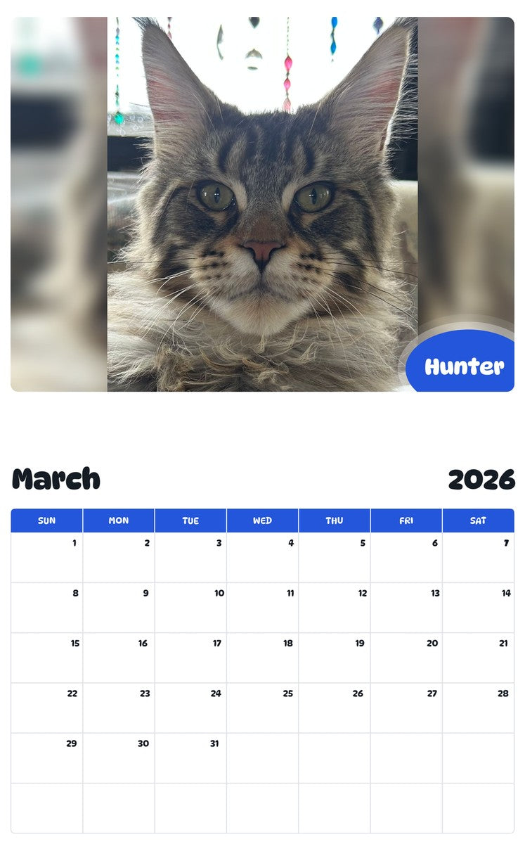 November 2025 - October 2026 Hunter - Pawidols Pet Calendar