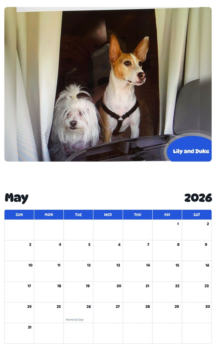 2026 - 2027 Lily and Duke - Pawidols Pet Calendar