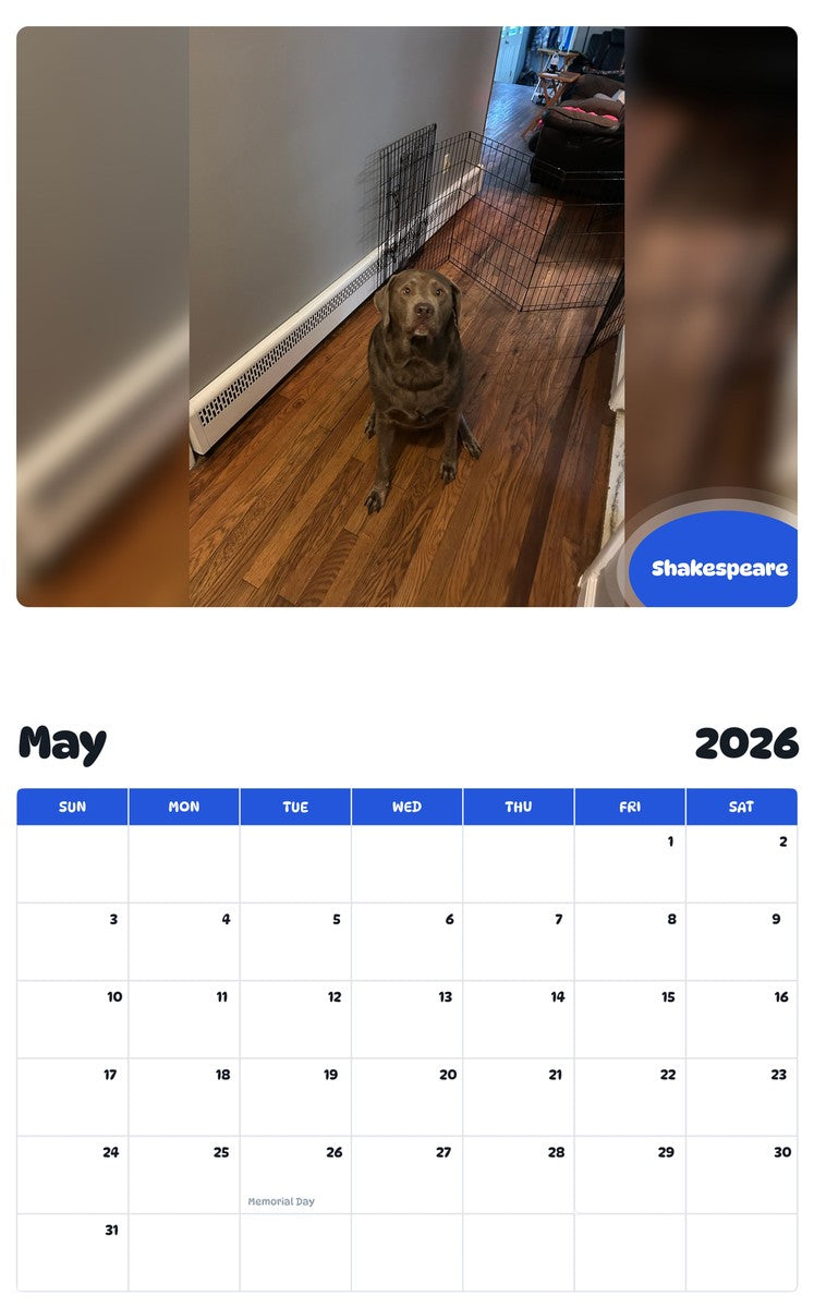 2026 - 2027 Shakespeare - Pawidols Pet Calendar