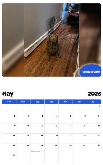 2026 - 2027 Shakespeare - Pawidols Pet Calendar