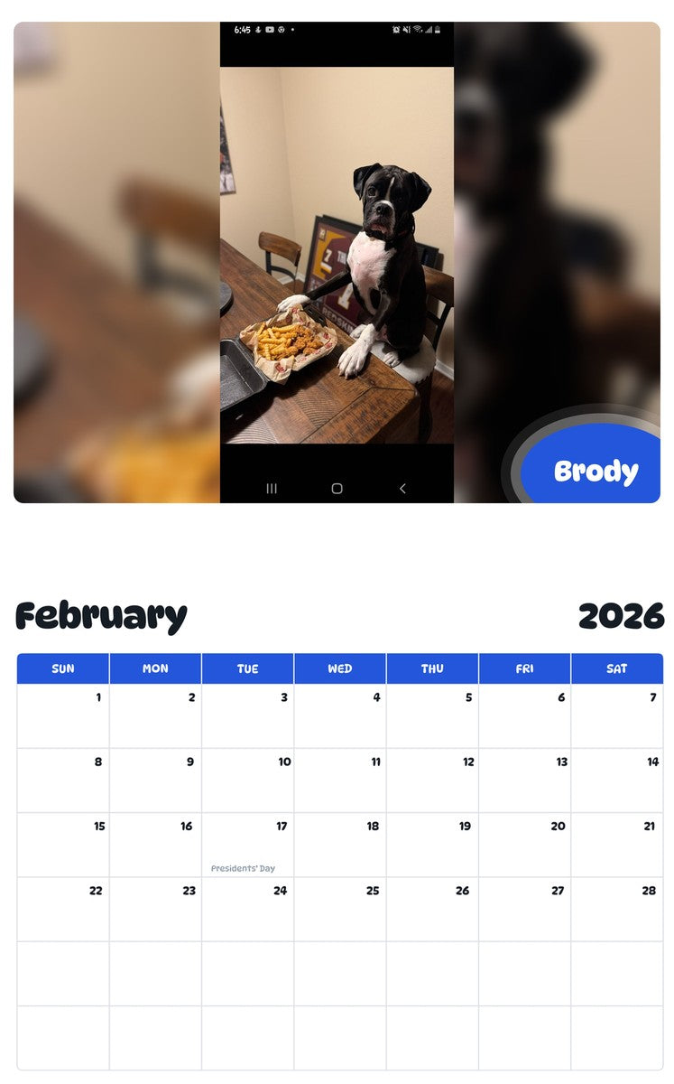 October 2025 - September 2026 Brody - Pawidols Pet Calendar