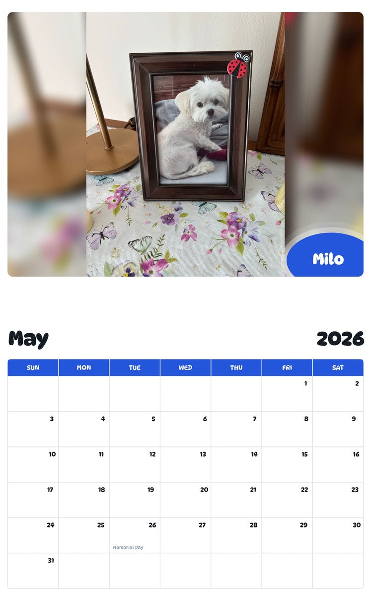2026 - 2027 Milo - Pawidols Pet Calendar